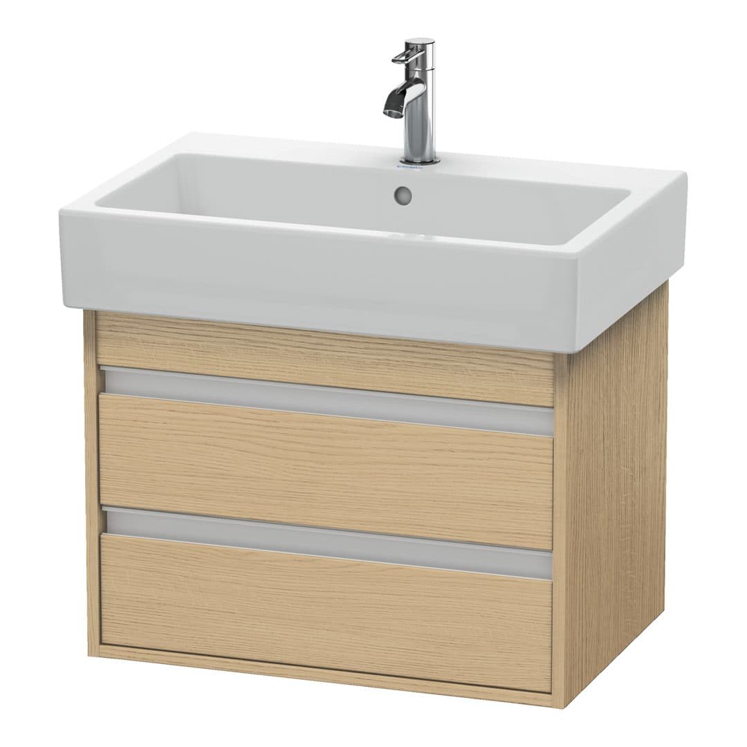 Duravit Ketho – Έπιπλο Νιπτήρα – 650 mm, 2 συρτάρια, νιπτήρας κέντρο, 650 x 440 x 480 mm – Natural oak, Decor (KT662403030)