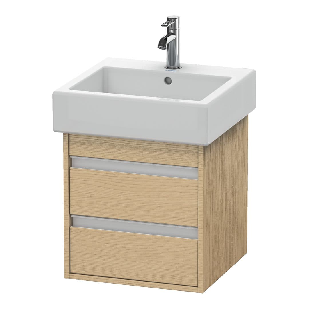 Duravit Ketho – Έπιπλο Νιπτήρα – 450 mm, 2 συρτάρια, νιπτήρας κέντρο – Natural oak, Decor (KT663503030)