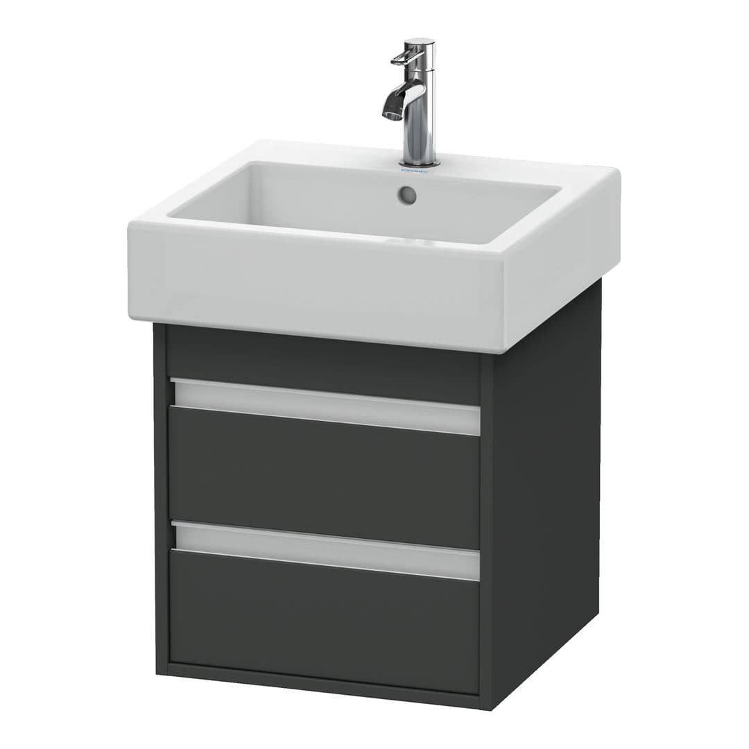 Duravit Ketho – Έπιπλο Νιπτήρα – 450 mm, 2 συρτάρια, νιπτήρας κέντρο – Graphite Matt, Decor (KT663504949)