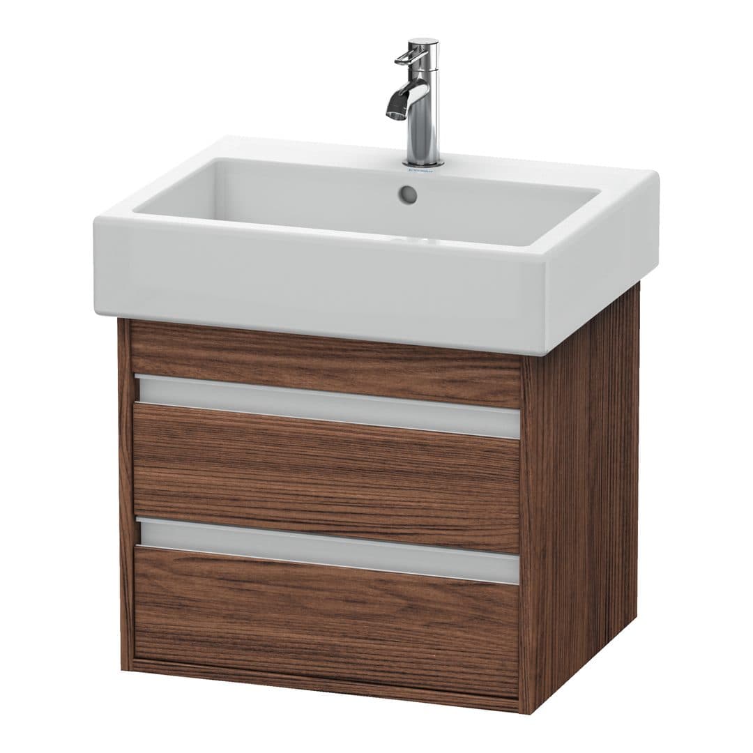 Duravit Ketho – Έπιπλο Νιπτήρα – 550 mm, 2 συρτάρια, νιπτήρας κέντρο – Walnut dark Matt, Decor (KT663602121)