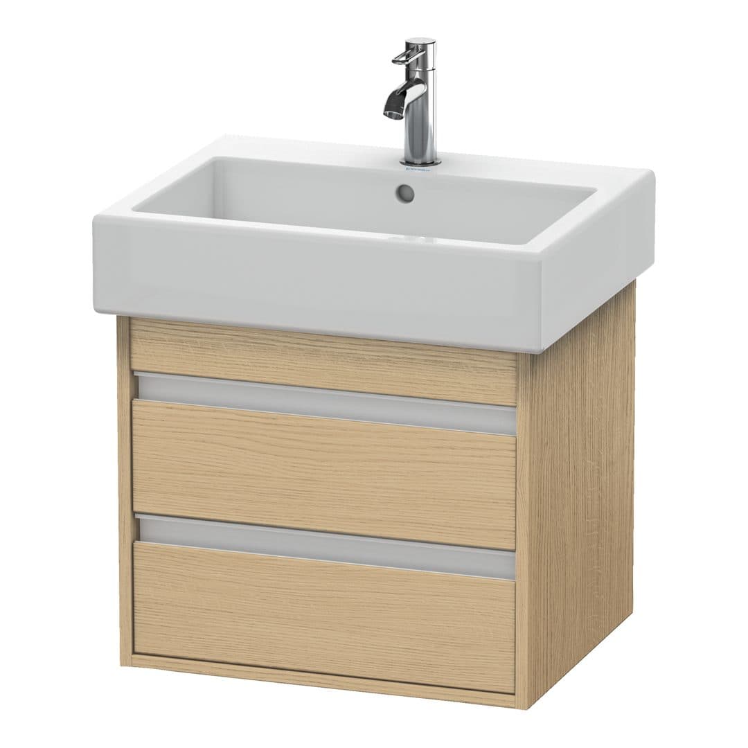 Duravit Ketho – Έπιπλο Νιπτήρα – 550 mm, 2 συρτάρια, νιπτήρας κέντρο – Natural oak, Decor (KT663603030)