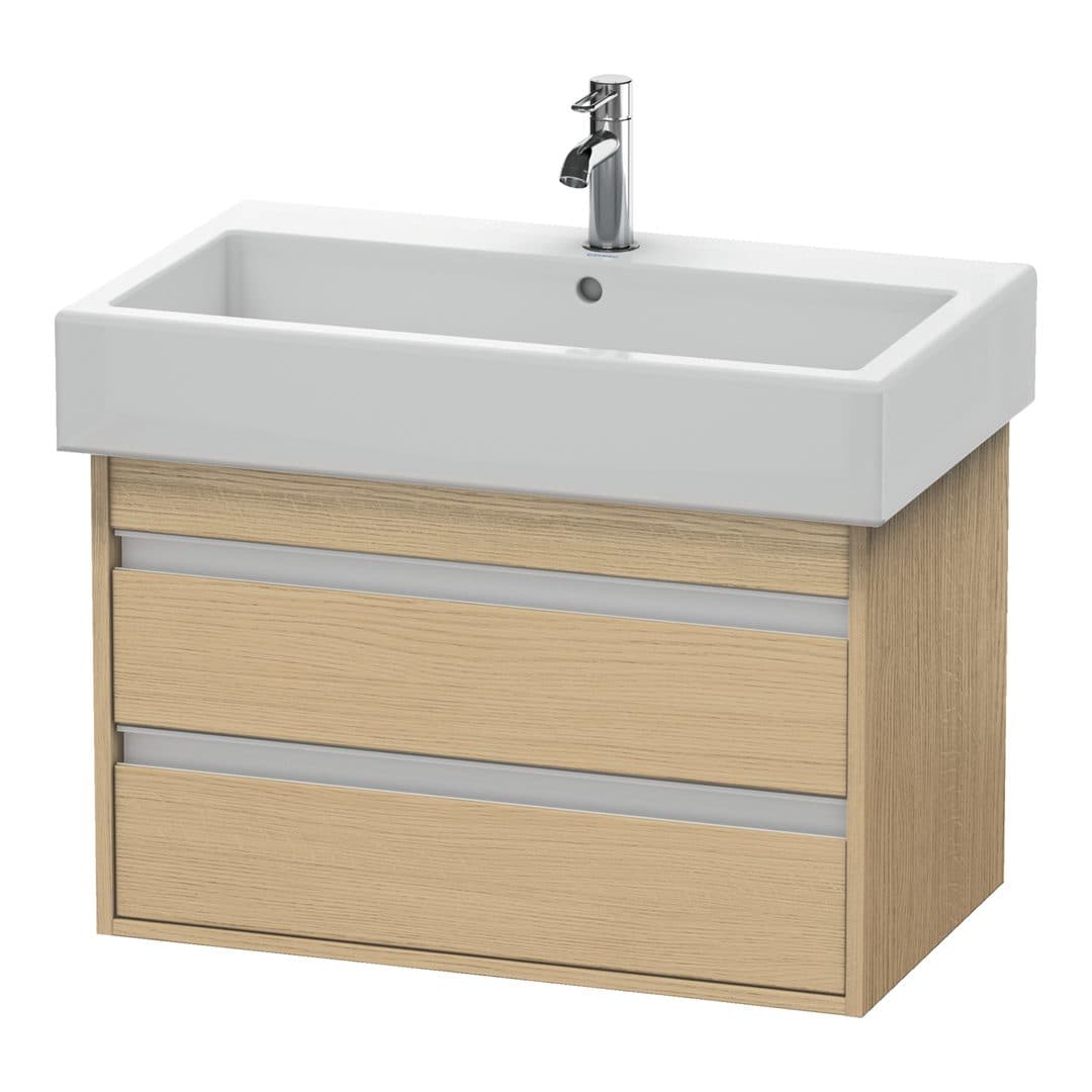 Duravit Ketho – Έπιπλο Νιπτήρα – 750 mm, 2 συρτάρια, νιπτήρας κέντρο – Natural oak, Decor (KT663703030)