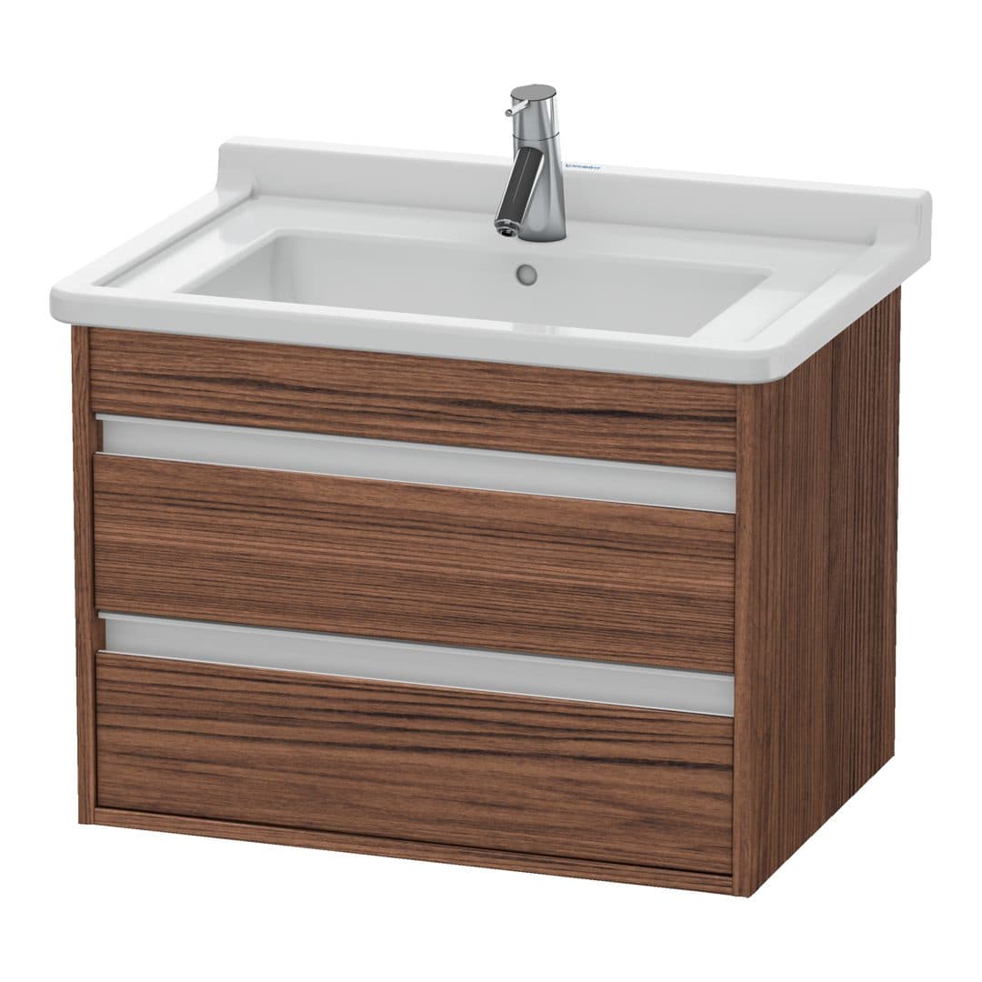Duravit Ketho – Έπιπλο Νιπτήρα – 650 mm, 2 συρτάρια, νιπτήρας κέντρο, 650 x 455 x 480 mm – Walnut dark Matt, Decor (KT664302121)