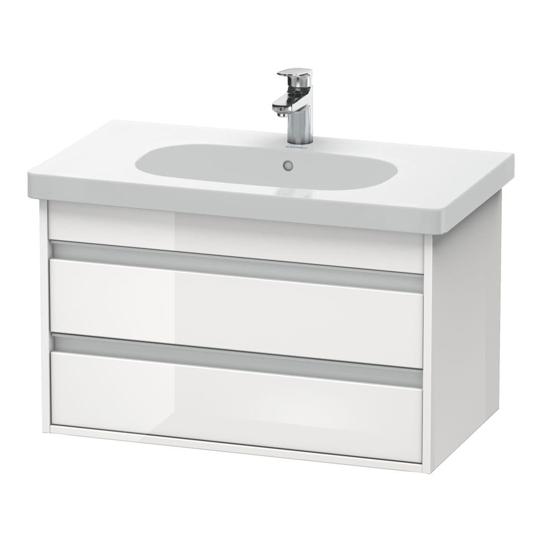 Duravit Ketho – Έπιπλο Νιπτήρα – 800 mm, 2 συρτάρια, νιπτήρας κέντρο, 800 x 455 x 480 mm, μοντέλο KT6647 – White High Gloss, Decor (KT664702222)