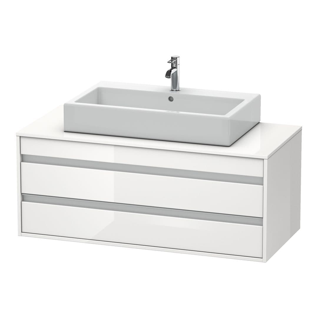 Duravit Ketho – Έπιπλο Νιπτήρα – 1200 mm, για κονσόλα, 2 συρτάρια, νιπτήρας κέντρο, μοντέλο KT6656 – White High Gloss, Decor (KT665602222)
