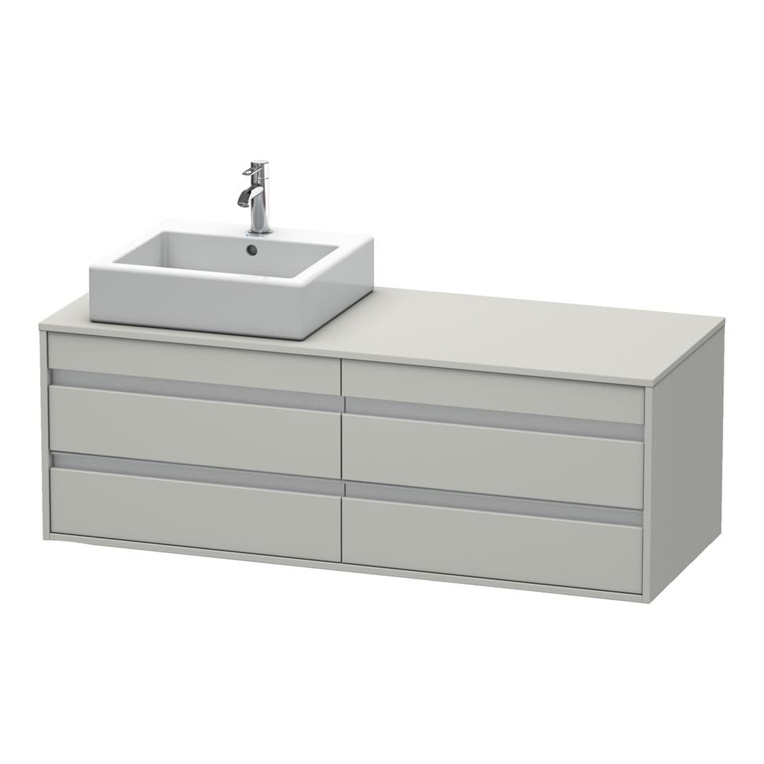 Duravit Ketho – Έπιπλο Νιπτήρα – 1400 mm, για κονσόλα, 4 συρτάρια, νιπτήρας αριστερά, μοντέλο KT6657 – Concrete grey Matt, Decor (KT6657L0707)