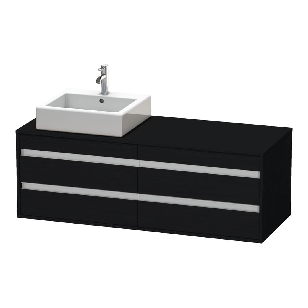 Duravit Ketho – Έπιπλο Νιπτήρα – 1400 mm, για κονσόλα, 4 συρτάρια, νιπτήρας αριστερά, μοντέλο KT6657 – Black oak Matt, Decor (KT6657L1616)