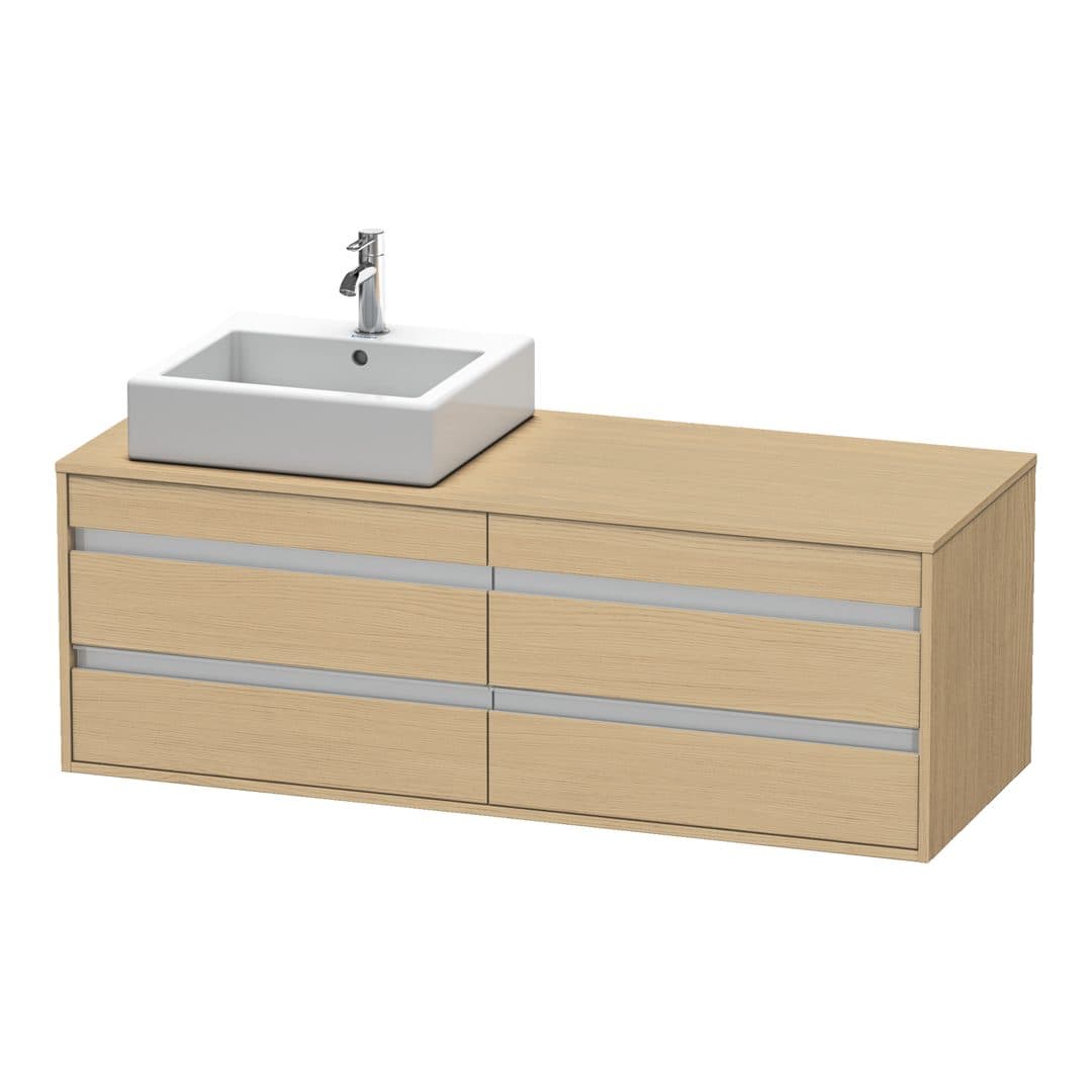 Duravit Ketho – Έπιπλο Νιπτήρα – 1400 mm, για κονσόλα, 4 συρτάρια, νιπτήρας αριστερά, μοντέλο KT6657 – Natural oak, Decor (KT6657L3030)