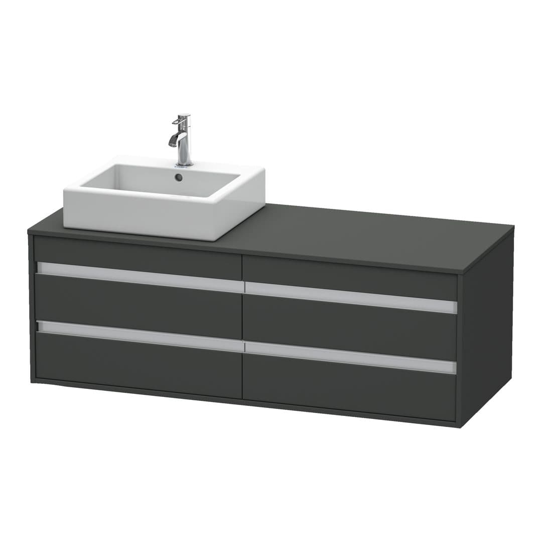Duravit Ketho – Έπιπλο Νιπτήρα – 1400 mm, για κονσόλα, 4 συρτάρια, νιπτήρας αριστερά, μοντέλο KT6657 – Graphite Matt, Decor (KT6657L4949)