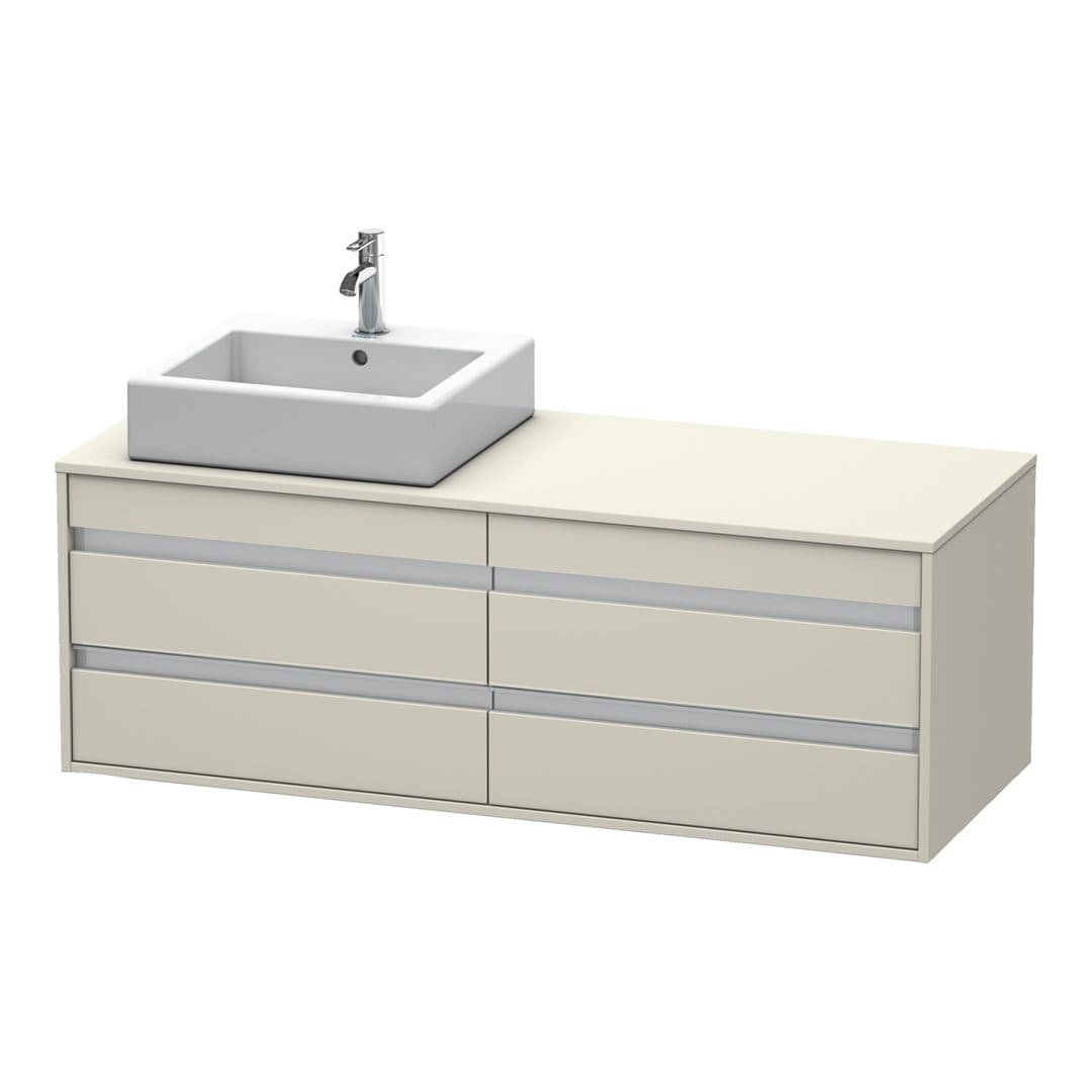 Duravit Ketho – Έπιπλο Νιπτήρα – 1400 mm, για κονσόλα, 4 συρτάρια, νιπτήρας αριστερά, μοντέλο KT6657 – Taupe Matt, Decor (KT6657L9191)