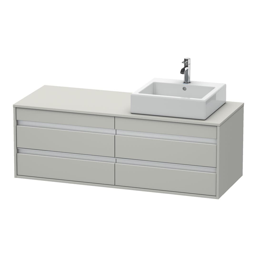 Duravit Ketho – Έπιπλο Νιπτήρα – 1400 mm, για κονσόλα, 4 συρτάρια, νιπτήρας δεξιά, μοντέλο KT6657 – Concrete grey Matt, Decor (KT6657R0707)