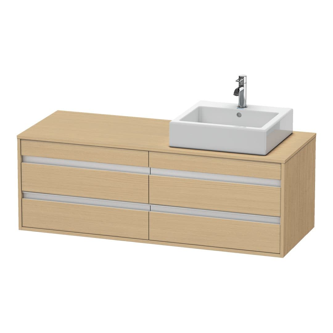 Duravit Ketho – Έπιπλο Νιπτήρα – 1400 mm, για κονσόλα, 4 συρτάρια, νιπτήρας δεξιά, μοντέλο KT6657 – Natural oak, Decor (KT6657R3030)
