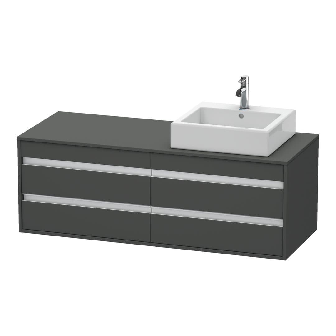 Duravit Ketho – Έπιπλο Νιπτήρα – 1400 mm, για κονσόλα, 4 συρτάρια, νιπτήρας δεξιά, μοντέλο KT6657 – Graphite Matt, Decor (KT6657R4949)