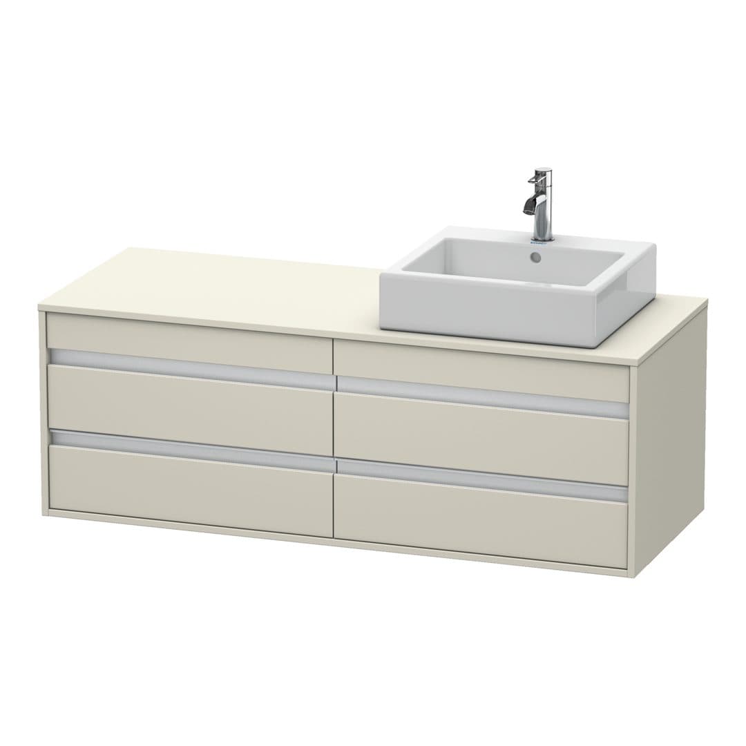 Duravit Ketho – Έπιπλο Νιπτήρα – 1400 mm, για κονσόλα, 4 συρτάρια, νιπτήρας δεξιά, μοντέλο KT6657 – Taupe Matt, Decor (KT6657R9191)