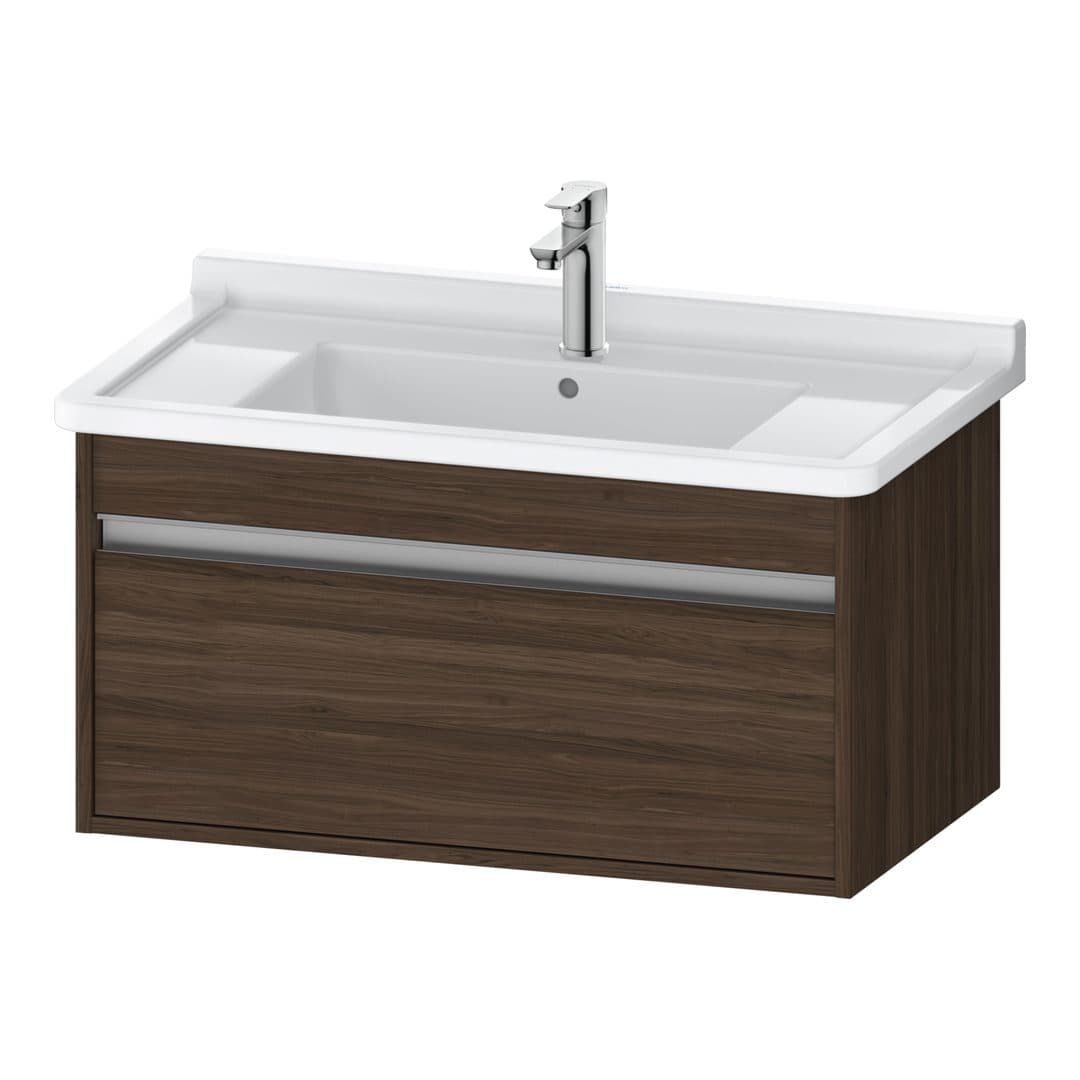 Duravit Ketho – Έπιπλο Νιπτήρα – 800 mm, 1 συρτάρι, νιπτήρας κέντρο, 800 x 455 x 410 mm, μοντέλο KT6664 – Walnut dark Matt, Decor (KT666402121)