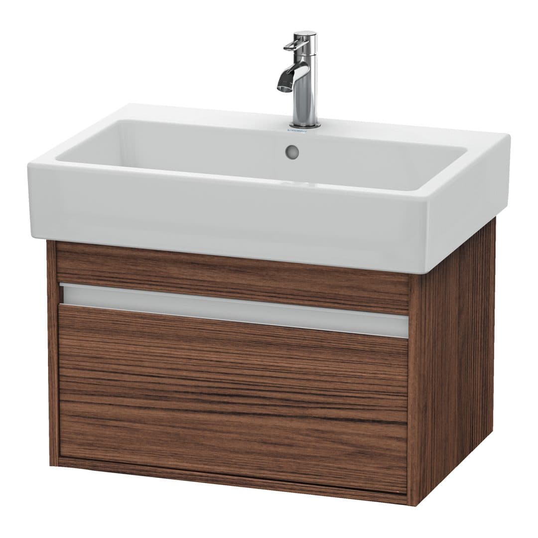 Duravit Ketho – Έπιπλο Νιπτήρα – 650 mm, 1 συρτάρι, νιπτήρας κέντρο, 650 x 440 x 410 mm – Walnut dark Matt, Decor (KT668402121)