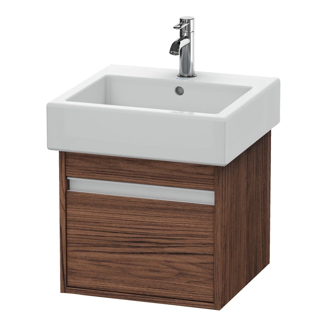 Duravit Ketho – Έπιπλο Νιπτήρα – 450 mm, 1 συρτάρι, νιπτήρας κέντρο – Walnut dark Matt, Decor (KT668502121)