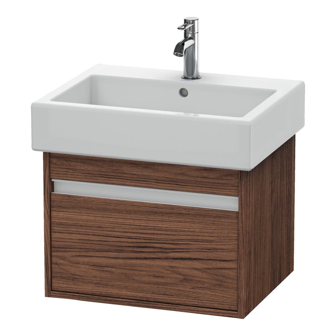 Duravit Ketho – Έπιπλο Νιπτήρα – 550 mm, 1 συρτάρι, νιπτήρας κέντρο – Walnut dark Matt, Decor (KT668602121)