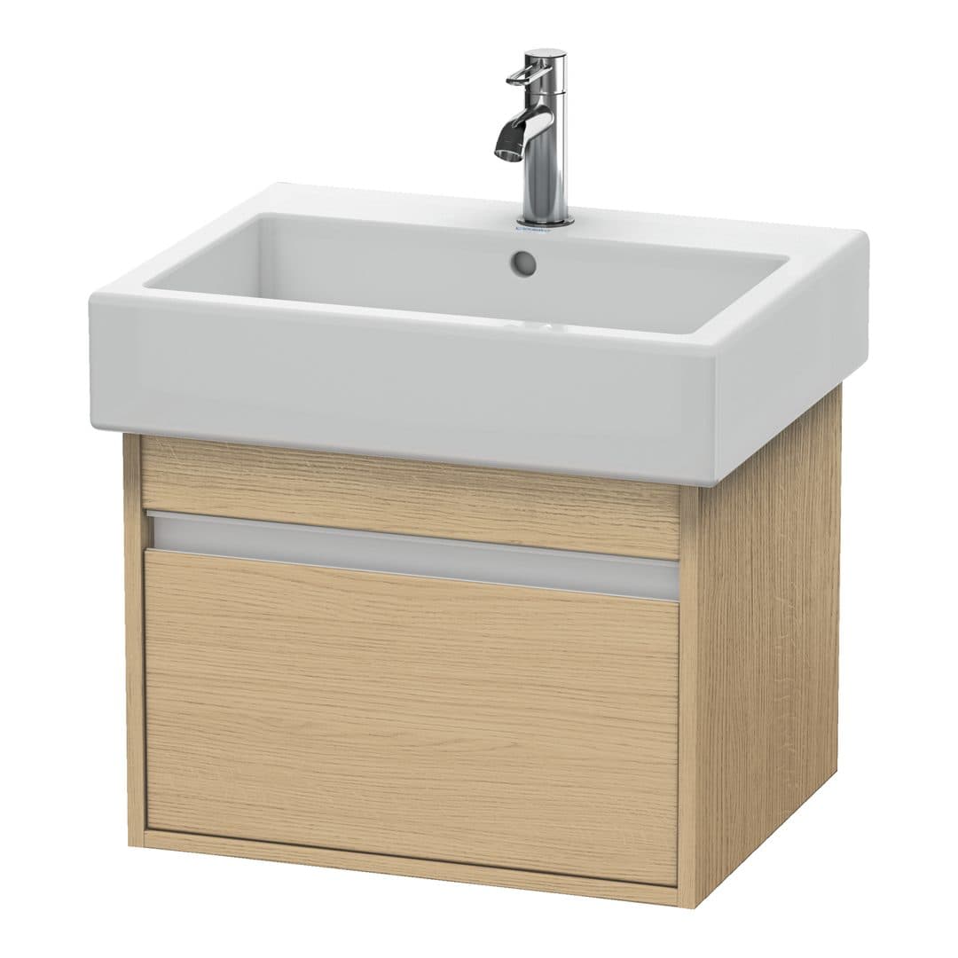 Duravit Ketho – Έπιπλο Νιπτήρα – 550 mm, 1 συρτάρι, νιπτήρας κέντρο – Natural oak, Decor (KT668603030)