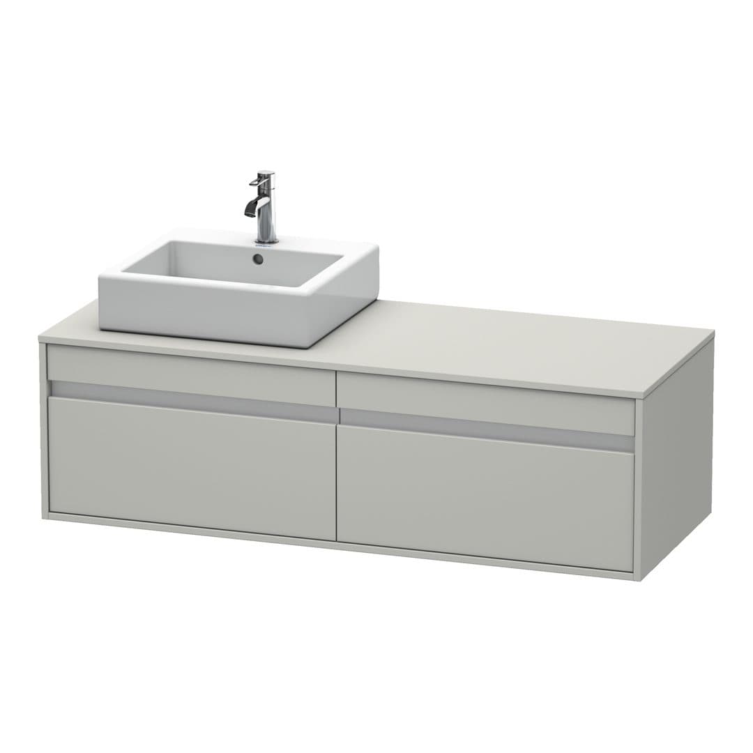 Duravit Ketho – Έπιπλο Νιπτήρα – 1400 mm, για κονσόλα, 2 συρτάρια, νιπτήρας αριστερά, μοντέλο KT6697 – Concrete grey Matt, Decor (KT6697L0707)