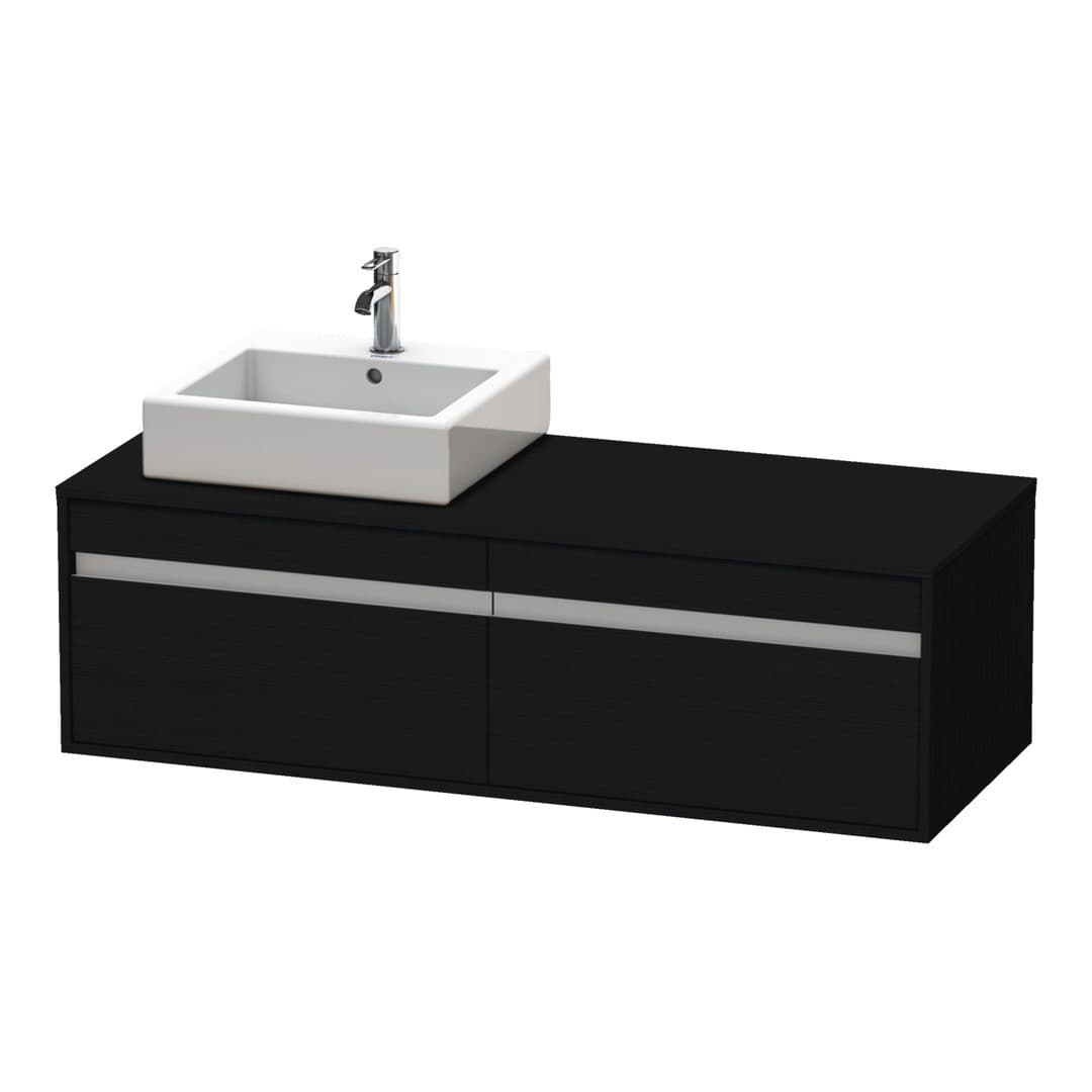 Duravit Ketho – Έπιπλο Νιπτήρα – 1400 mm, για κονσόλα, 2 συρτάρια, νιπτήρας αριστερά, μοντέλο KT6697 – Black oak Matt, Decor (KT6697L1616)