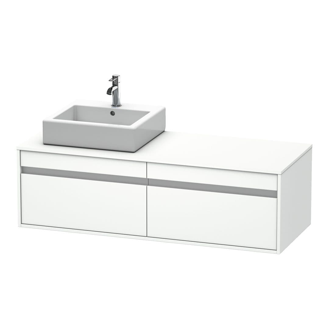 Duravit Ketho – Έπιπλο Νιπτήρα – 1400 mm, για κονσόλα, 2 συρτάρια, νιπτήρας αριστερά, μοντέλο KT6697 – White Matt, Decor (KT6697L1818)