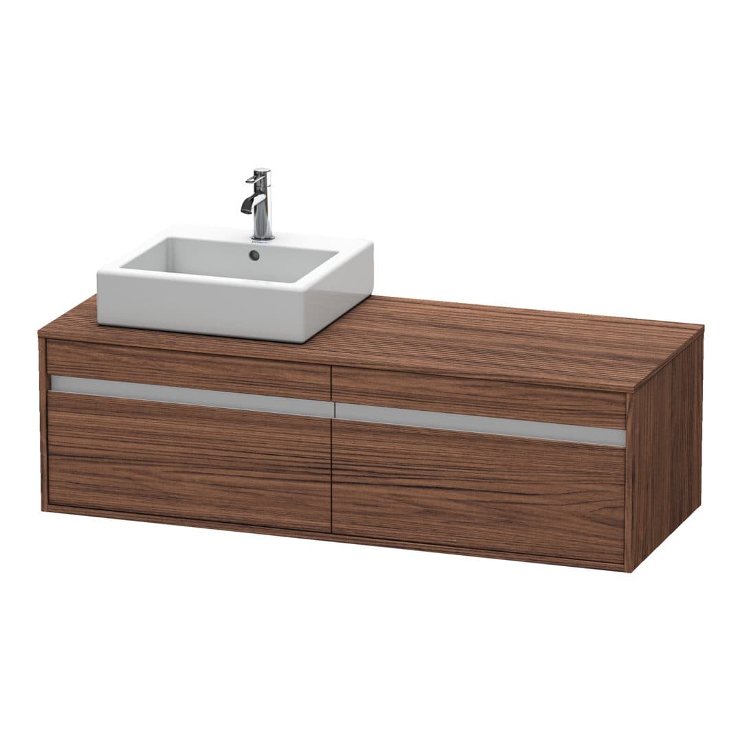 Duravit Ketho – Έπιπλο Νιπτήρα – 1400 mm, για κονσόλα, 2 συρτάρια, νιπτήρας αριστερά, μοντέλο KT6697 – Walnut dark Matt, Decor (KT6697L2121)