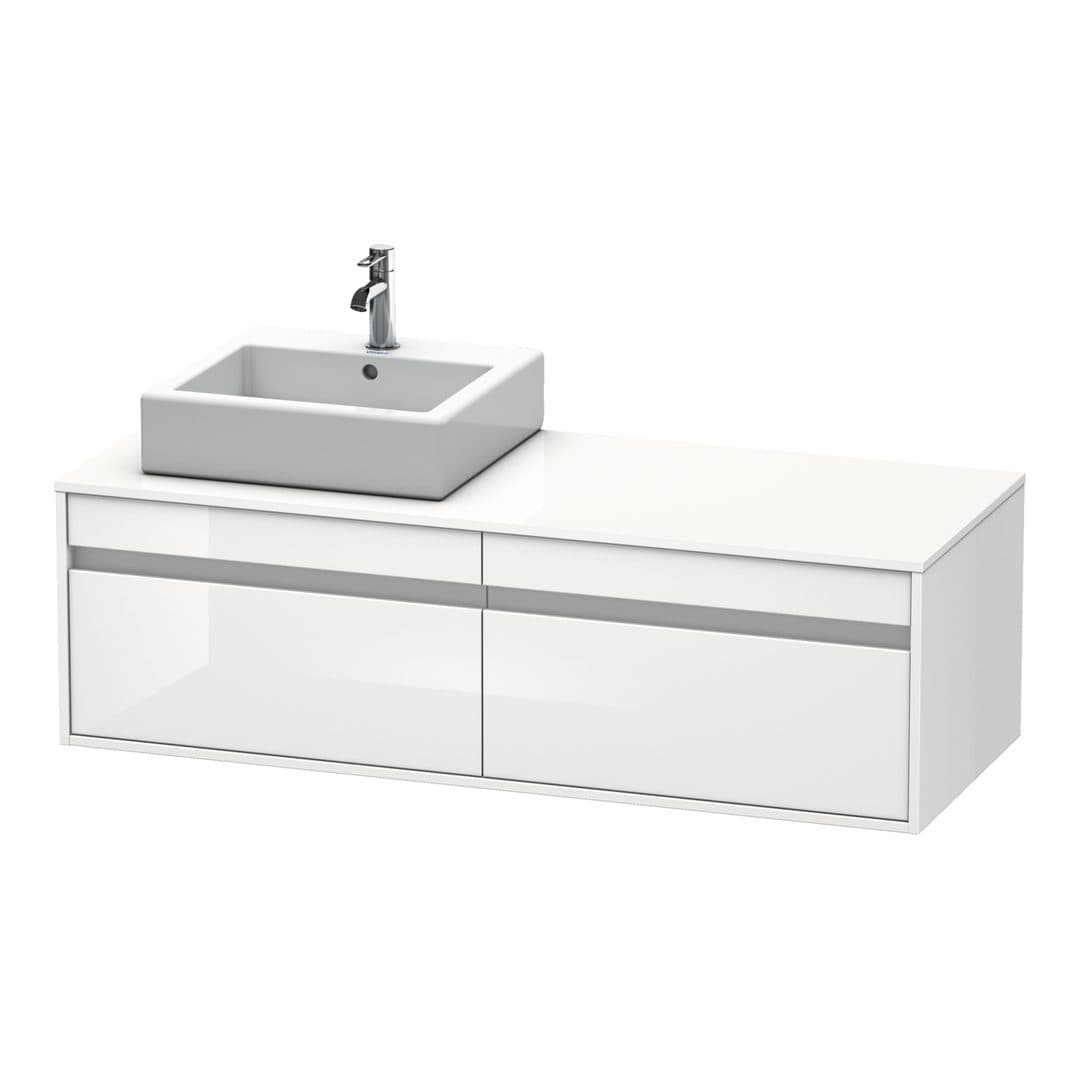 Duravit Ketho – Έπιπλο Νιπτήρα – 1400 mm, για κονσόλα, 2 συρτάρια, νιπτήρας αριστερά, μοντέλο KT6697 – White High Gloss, Decor (KT6697L2222)