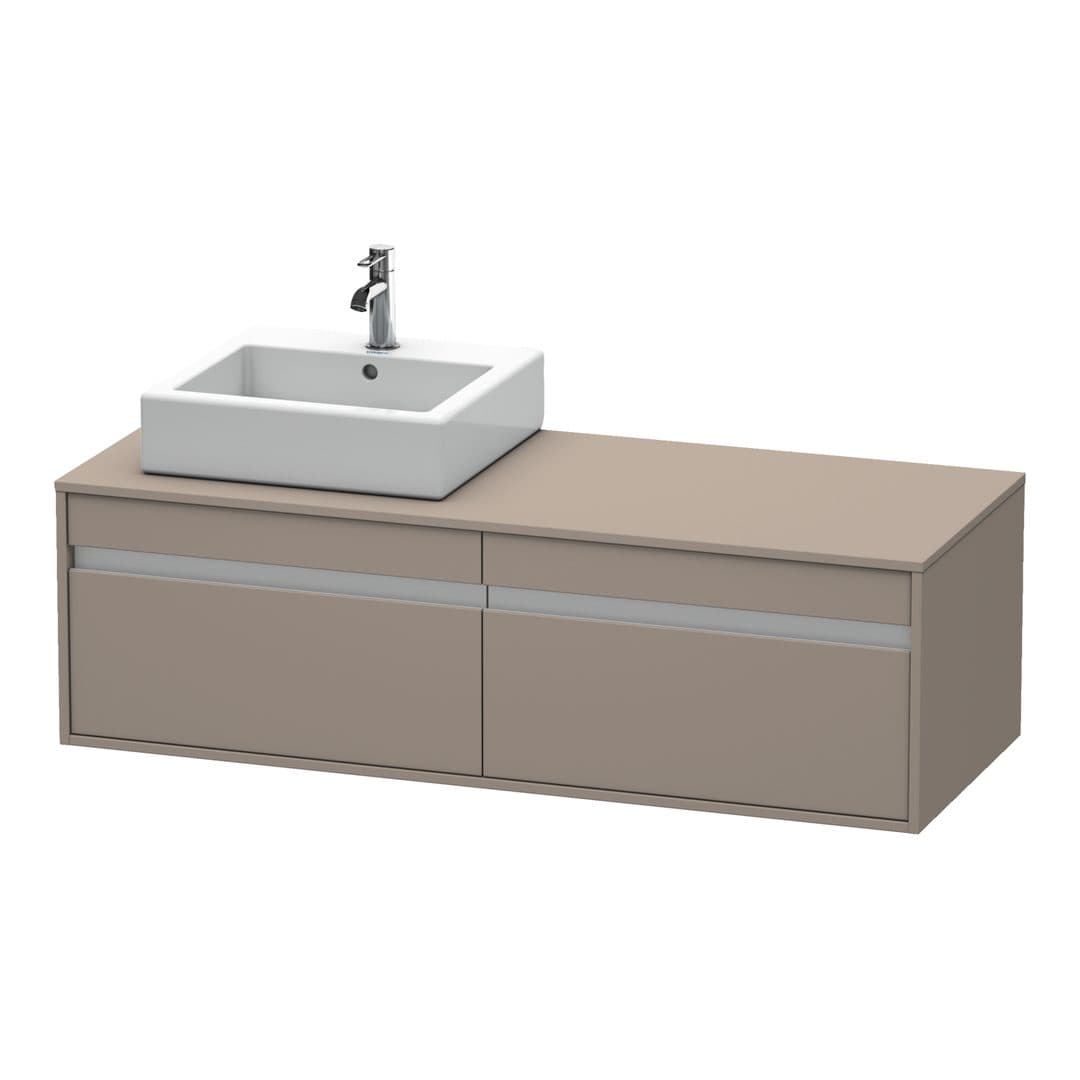 Duravit Ketho – Έπιπλο Νιπτήρα – 1400 mm, για κονσόλα, 2 συρτάρια, νιπτήρας αριστερά, μοντέλο KT6697 – Basalte Matt, Decor (KT6697L4343)
