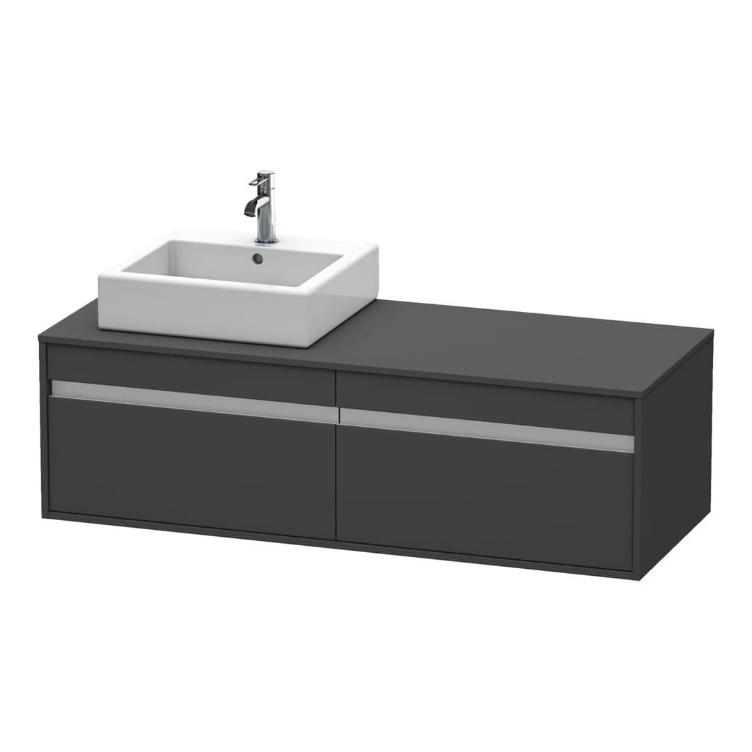 Duravit Ketho – Έπιπλο Νιπτήρα – 1400 mm, για κονσόλα, 2 συρτάρια, νιπτήρας αριστερά, μοντέλο KT6697 – Graphite Matt, Decor (KT6697L4949)