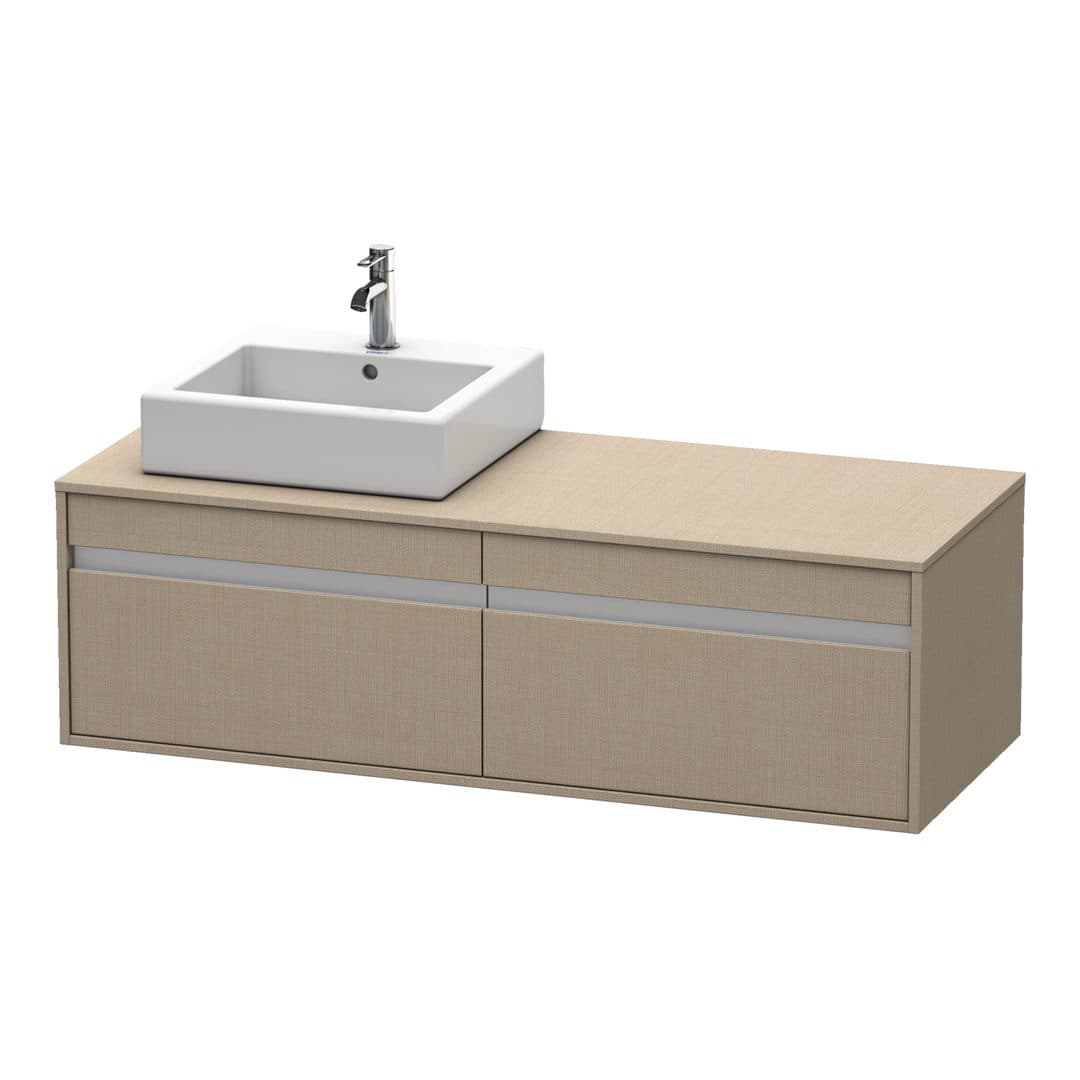 Duravit Ketho – Έπιπλο Νιπτήρα – 1400 mm, για κονσόλα, 2 συρτάρια, νιπτήρας αριστερά, μοντέλο KT6697 – Linen Matt, Decor (KT6697L7575)