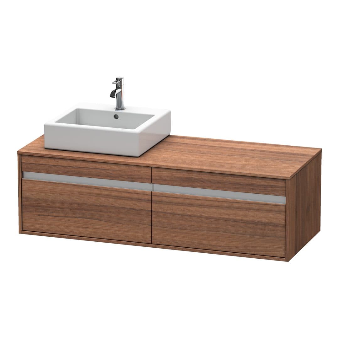 Duravit Ketho – Έπιπλο Νιπτήρα – 1400 mm, για κονσόλα, 2 συρτάρια, νιπτήρας αριστερά, μοντέλο KT6697 – Walnut Matt, Decor (KT6697L7979)