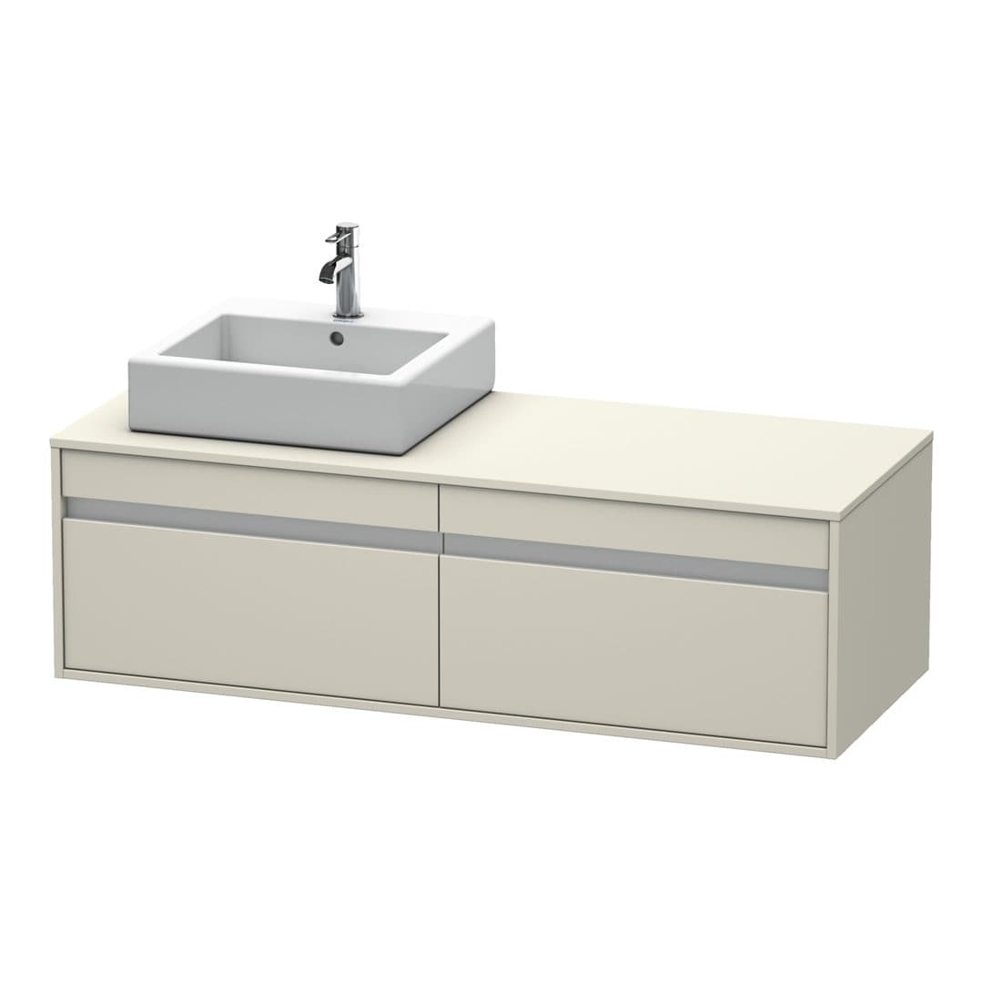 Duravit Ketho – Έπιπλο Νιπτήρα – 1400 mm, για κονσόλα, 2 συρτάρια, νιπτήρας αριστερά, μοντέλο KT6697 – Taupe Matt, Decor (KT6697L9191)