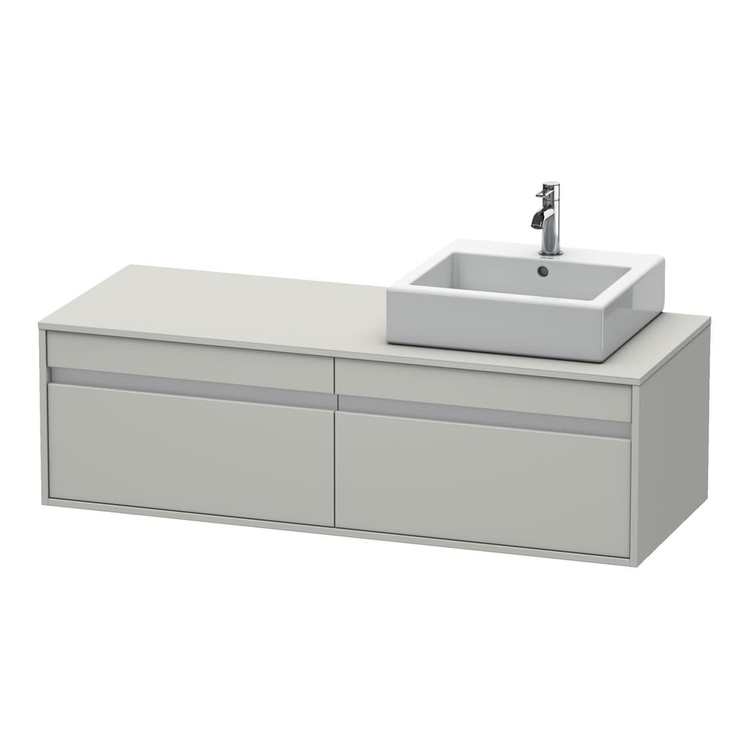 Duravit Ketho – Έπιπλο Νιπτήρα – 1400 mm, για κονσόλα, 2 συρτάρια, νιπτήρας δεξιά, μοντέλο KT6697 – Concrete grey Matt, Decor (KT6697R0707)