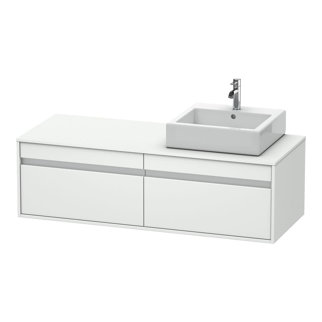 Duravit Ketho – Έπιπλο Νιπτήρα – 1400 mm, για κονσόλα, 2 συρτάρια, νιπτήρας δεξιά, μοντέλο KT6697 – White Matt, Decor (KT6697R1818)