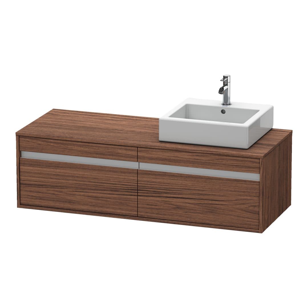 Duravit Ketho – Έπιπλο Νιπτήρα – 1400 mm, για κονσόλα, 2 συρτάρια, νιπτήρας δεξιά, μοντέλο KT6697 – Walnut dark Matt, Decor (KT6697R2121)