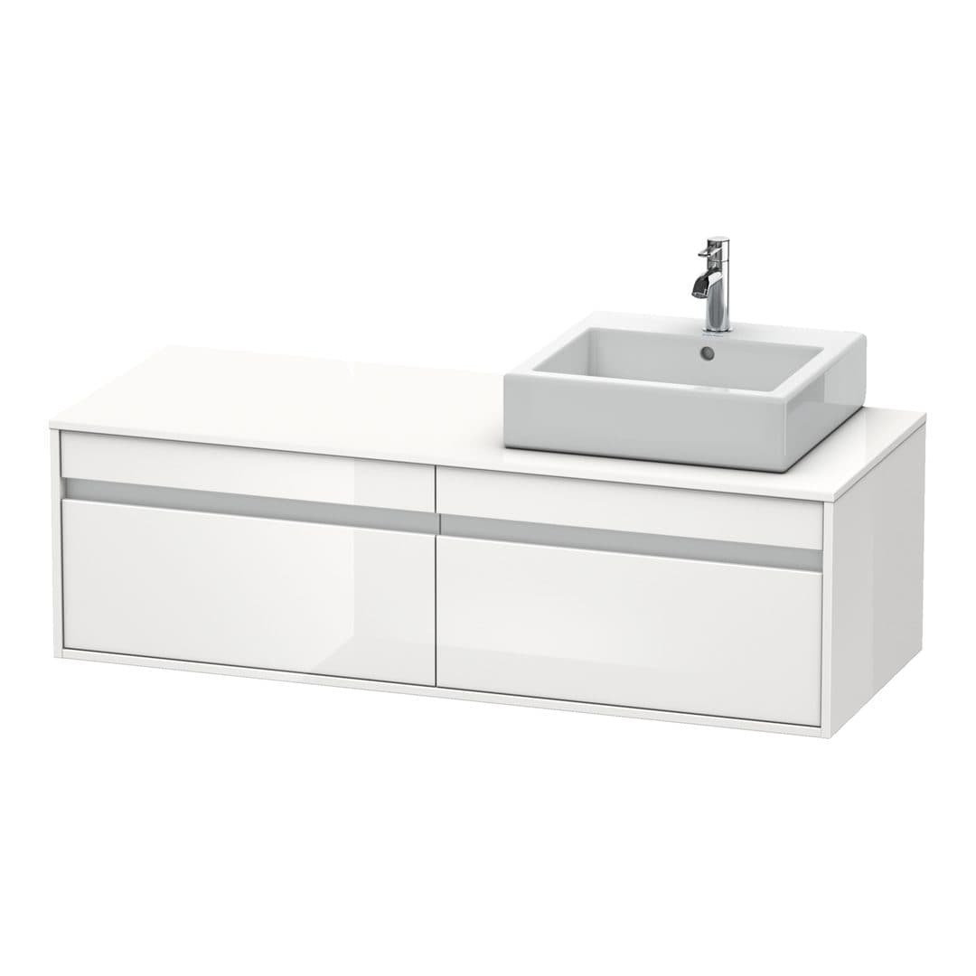 Duravit Ketho – Έπιπλο Νιπτήρα – 1400 mm, για κονσόλα, 2 συρτάρια, νιπτήρας δεξιά, μοντέλο KT6697 – White High Gloss, Decor (KT6697R2222)