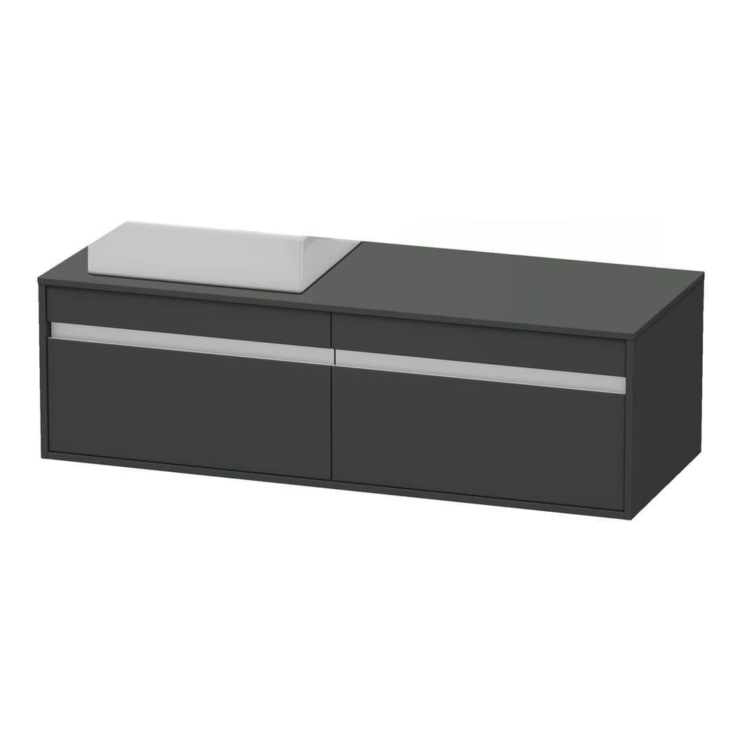 Duravit Ketho – Έπιπλο Νιπτήρα – 1400 mm, για κονσόλα, 2 συρτάρια, νιπτήρας δεξιά, μοντέλο KT6697 – Graphite Matt, Decor (KT6697R4949)