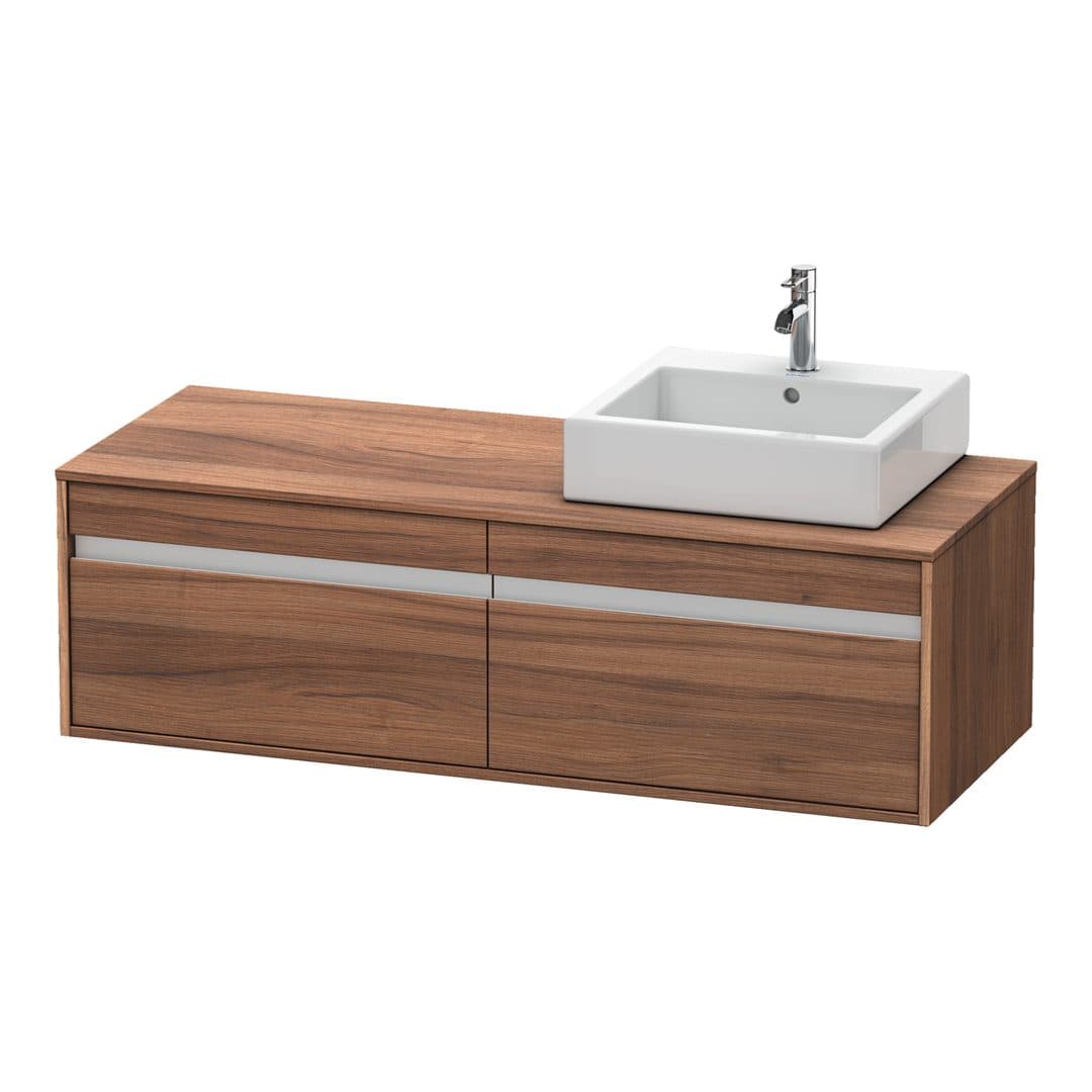 Duravit Ketho – Έπιπλο Νιπτήρα – 1400 mm, για κονσόλα, 2 συρτάρια, νιπτήρας δεξιά, μοντέλο KT6697 – Walnut Matt, Decor (KT6697R7979)