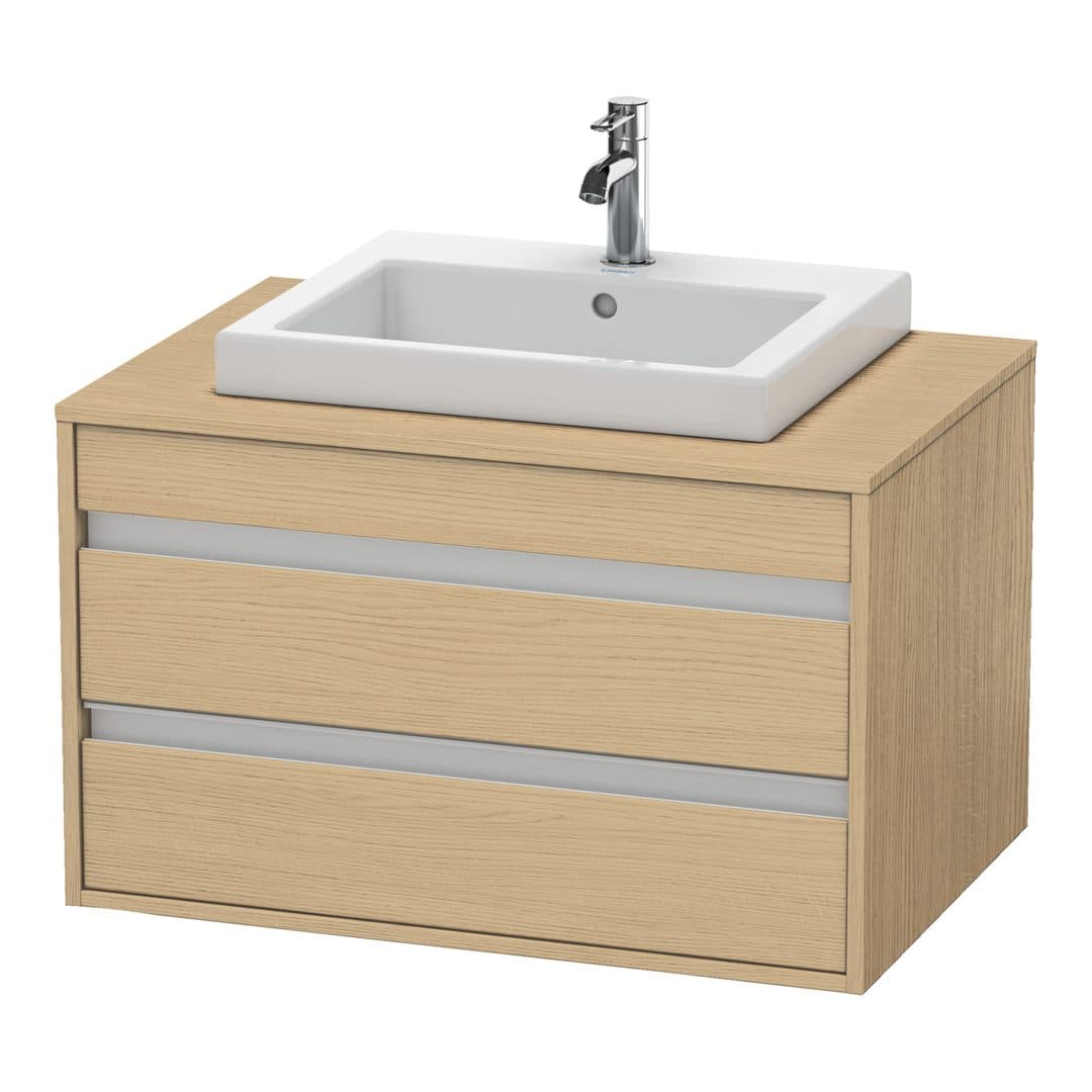 Duravit Ketho – Έπιπλο Νιπτήρα – 800 mm, για κονσόλα, 2 συρτάρια, νιπτήρας κέντρο, μοντέλο KT6754 – Natural oak, Decor (KT675403030)