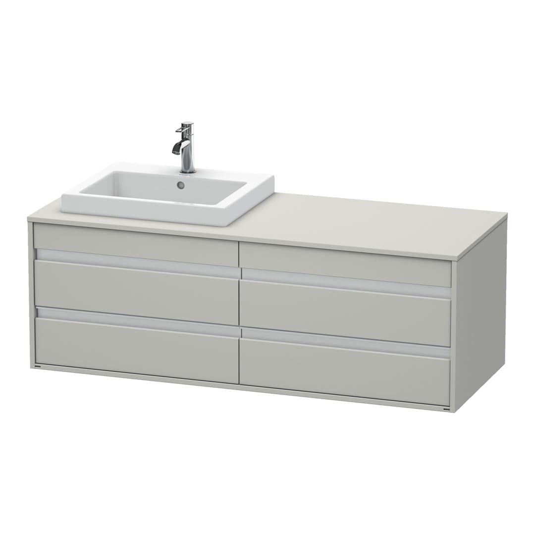 Duravit Ketho – Έπιπλο Νιπτήρα – 1400 mm, για κονσόλα, 4 συρτάρια, νιπτήρας αριστερά, μοντέλο KT6757 – Concrete grey Matt, Decor (KT6757L0707)