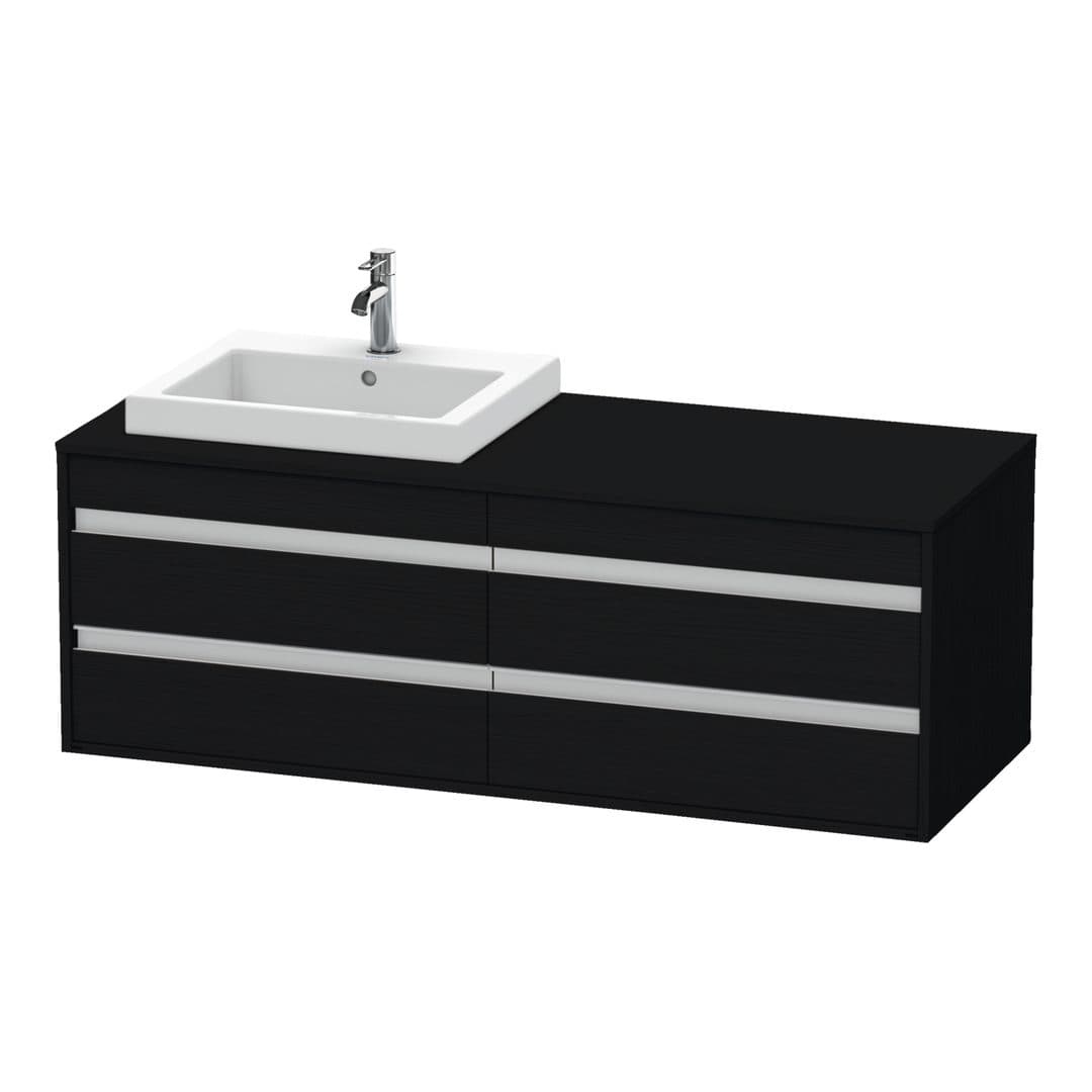 Duravit Ketho – Έπιπλο Νιπτήρα – 1400 mm, για κονσόλα, 4 συρτάρια, νιπτήρας αριστερά, μοντέλο KT6757 – Black oak Matt, Decor (KT6757L1616)