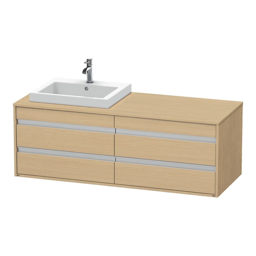 Duravit Ketho – Έπιπλο Νιπτήρα – 1400 mm, για κονσόλα, 4 συρτάρια, νιπτήρας αριστερά, μοντέλο KT6757 – Natural oak, Decor (KT6757L3030)