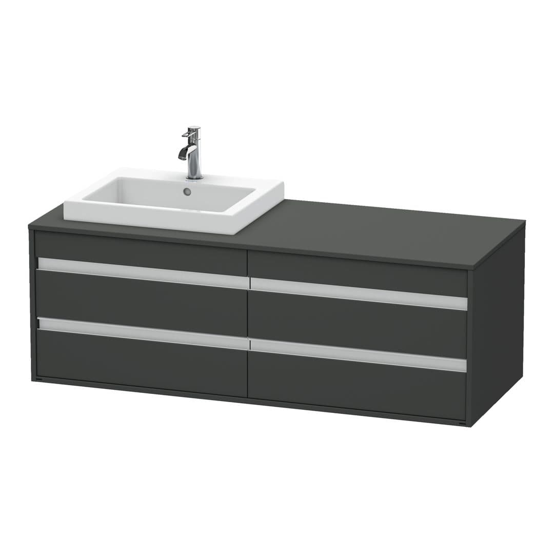 Duravit Ketho – Έπιπλο Νιπτήρα – 1400 mm, για κονσόλα, 4 συρτάρια, νιπτήρας αριστερά, μοντέλο KT6757 – Graphite Matt, Decor (KT6757L4949)