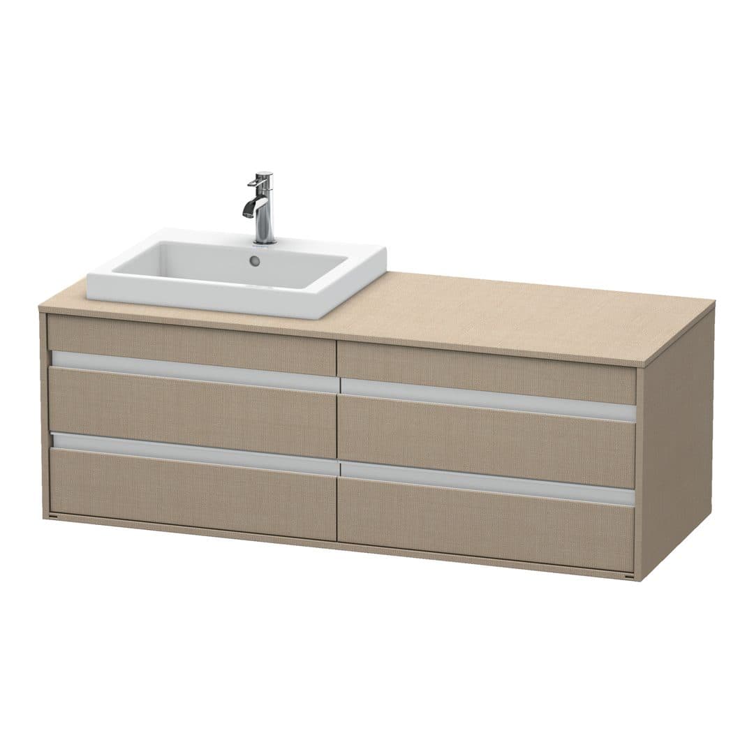 Duravit Ketho – Έπιπλο Νιπτήρα – 1400 mm, για κονσόλα, 4 συρτάρια, νιπτήρας αριστερά, μοντέλο KT6757 – Linen Matt, Decor (KT6757L7575)