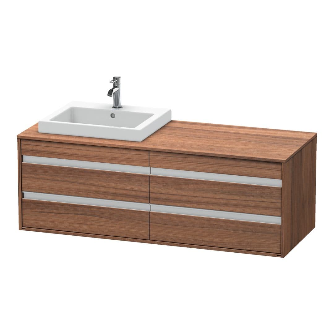 Duravit Ketho – Έπιπλο Νιπτήρα – 1400 mm, για κονσόλα, 4 συρτάρια, νιπτήρας αριστερά, μοντέλο KT6757 – Walnut Matt, Decor (KT6757L7979)