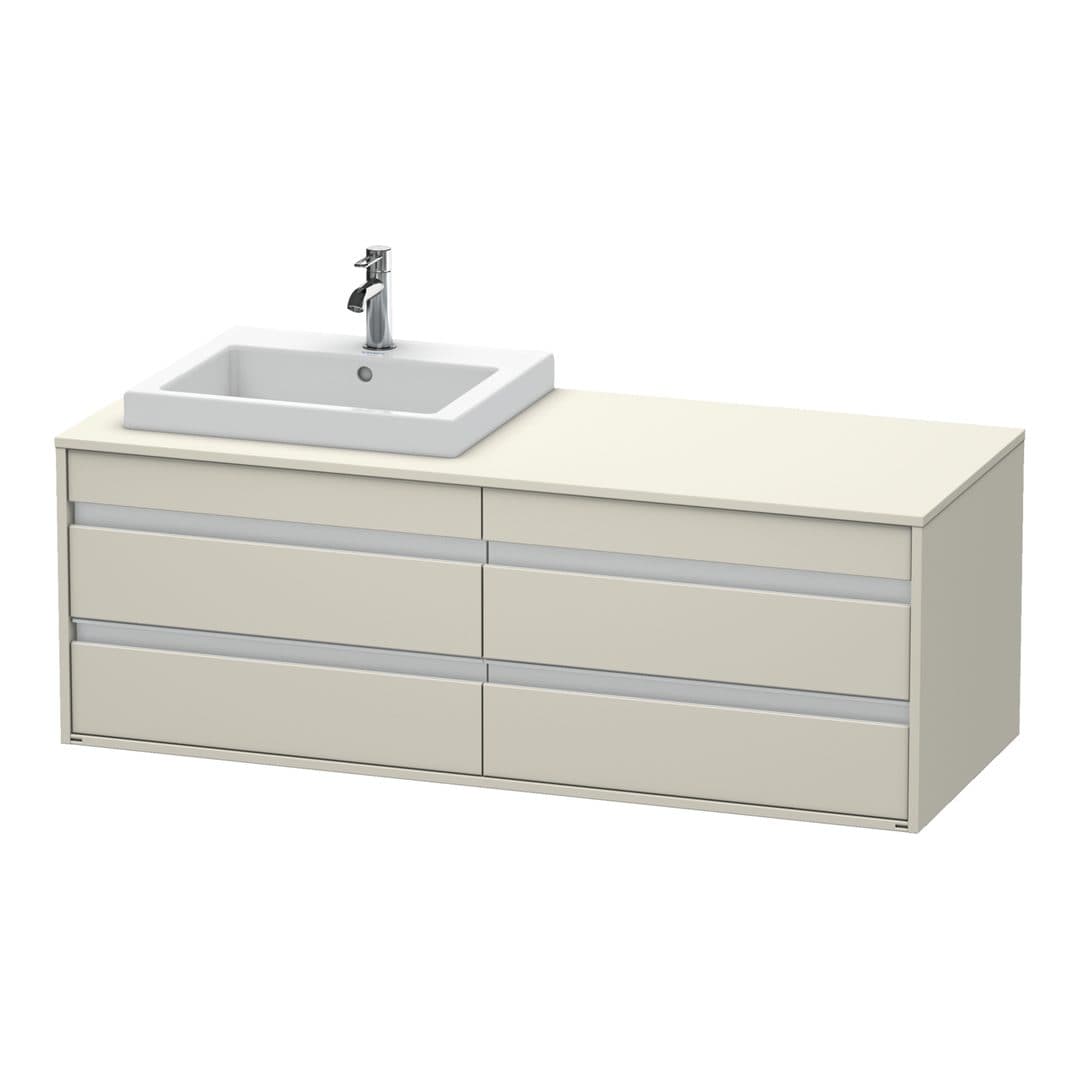 Duravit Ketho – Έπιπλο Νιπτήρα – 1400 mm, για κονσόλα, 4 συρτάρια, νιπτήρας αριστερά, μοντέλο KT6757 – Taupe Matt, Decor (KT6757L9191)
