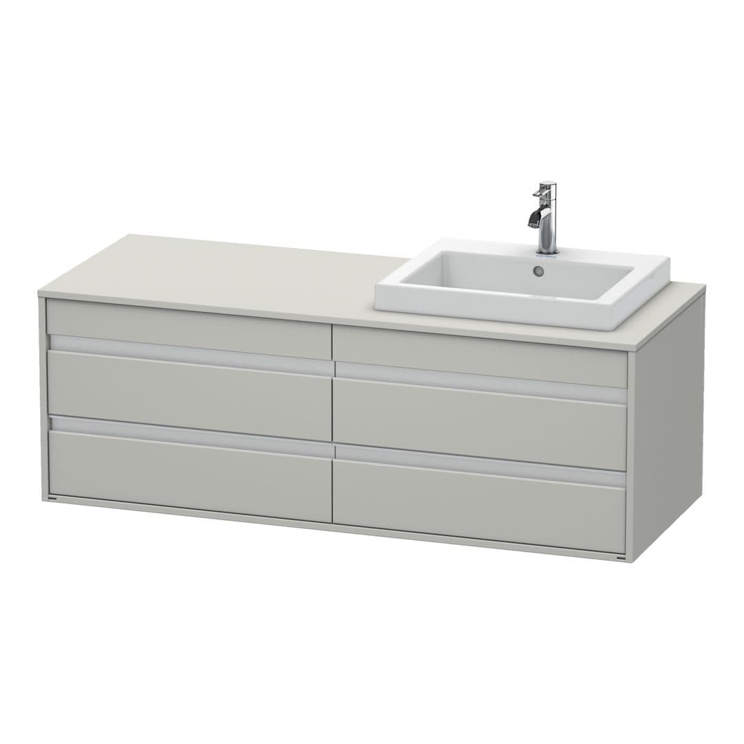 Duravit Ketho – Έπιπλο Νιπτήρα – 1400 mm, για κονσόλα, 4 συρτάρια, νιπτήρας δεξιά, μοντέλο KT6757 – Concrete grey Matt, Decor (KT6757R0707)
