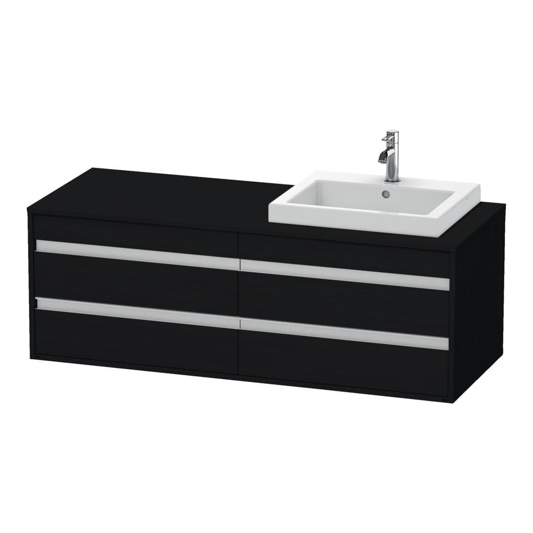 Duravit Ketho – Έπιπλο Νιπτήρα – 1400 mm, για κονσόλα, 4 συρτάρια, νιπτήρας δεξιά, μοντέλο KT6757 – Black oak Matt, Decor (KT6757R1616)