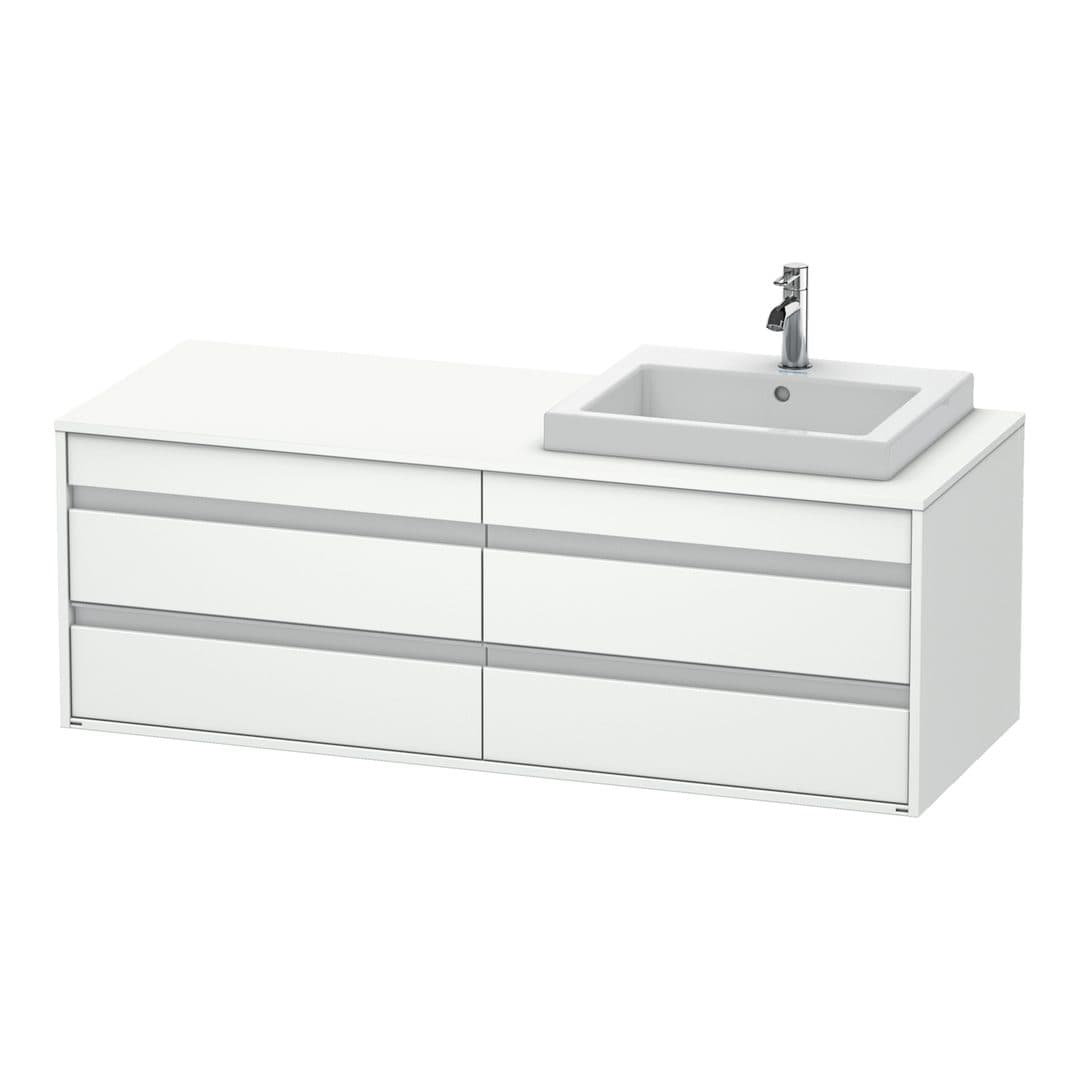 Duravit Ketho – Έπιπλο Νιπτήρα – 1400 mm, για κονσόλα, 4 συρτάρια, νιπτήρας δεξιά, μοντέλο KT6757 – White Matt, Decor (KT6757R1818)
